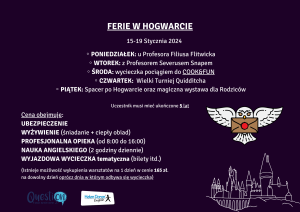 Istnieje mozliwosc wykupienia warsztatow na 1 dzien w cenie 165 zl. na dowolny dzien oprocz dnia w ktorym odbywa sie wycieczka - Helen Doron English
