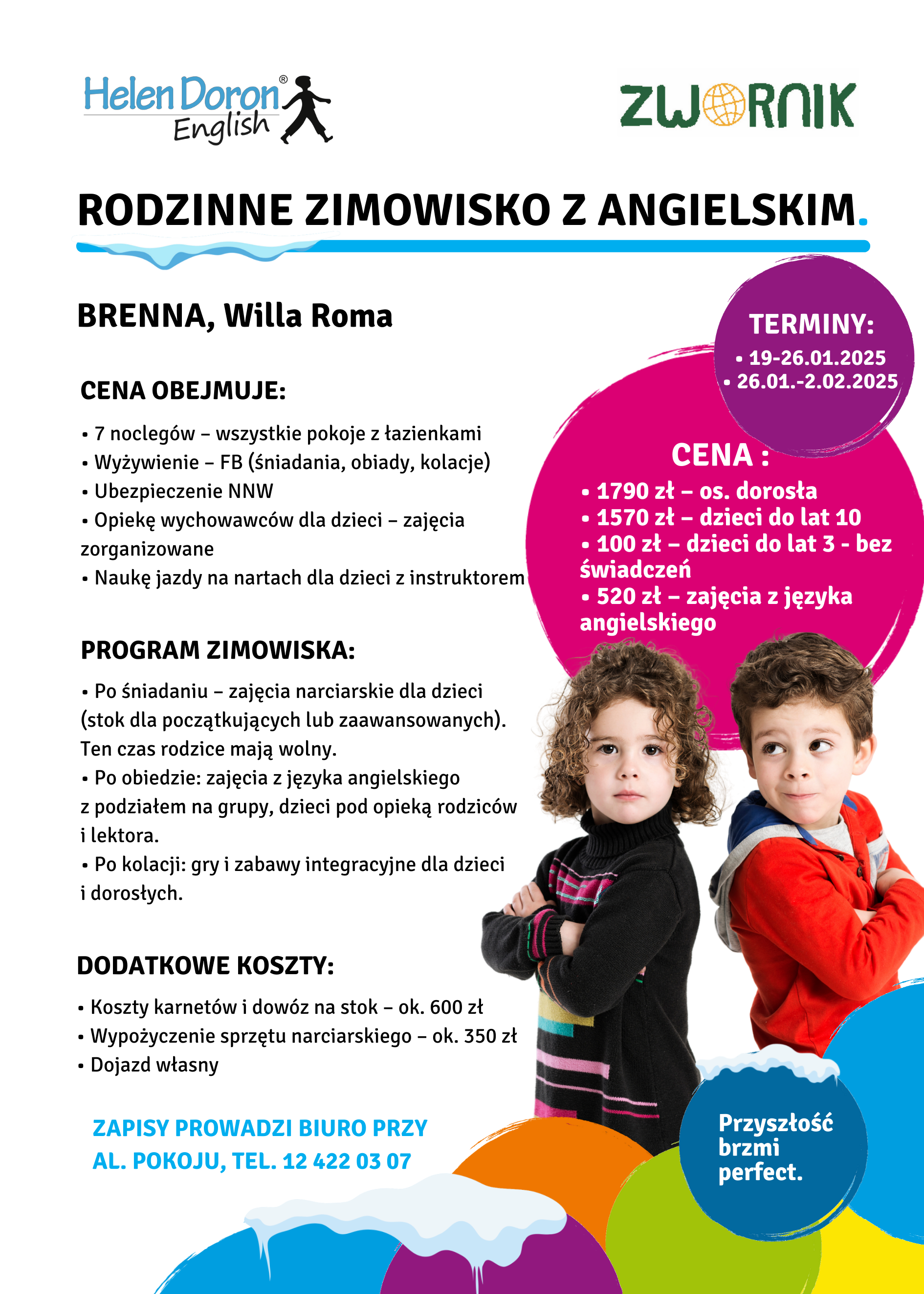 Rodzinny wyjazd do Brennej z szusowaniem i nauką języka angielskiego dla dzieci 1 FERIE 2025 plakat 3 - Helen Doron English