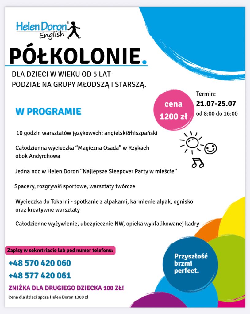Obozy językowe, półkolonie i kolonie oraz wycieczki w szkole języka angielskiego w Myślenicach 22 Szkoła językowa Helen Doron Myślenice