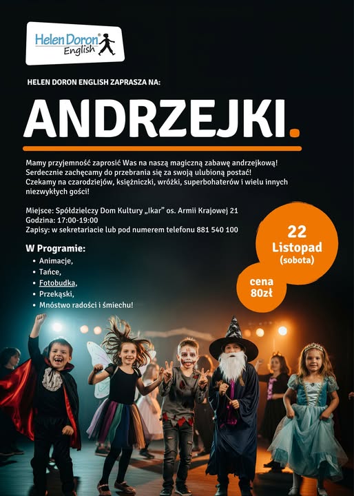 Warsztaty dodatkowe dla dzieci i młodzieży 2 andrzejki 2025 helen doron jarosław