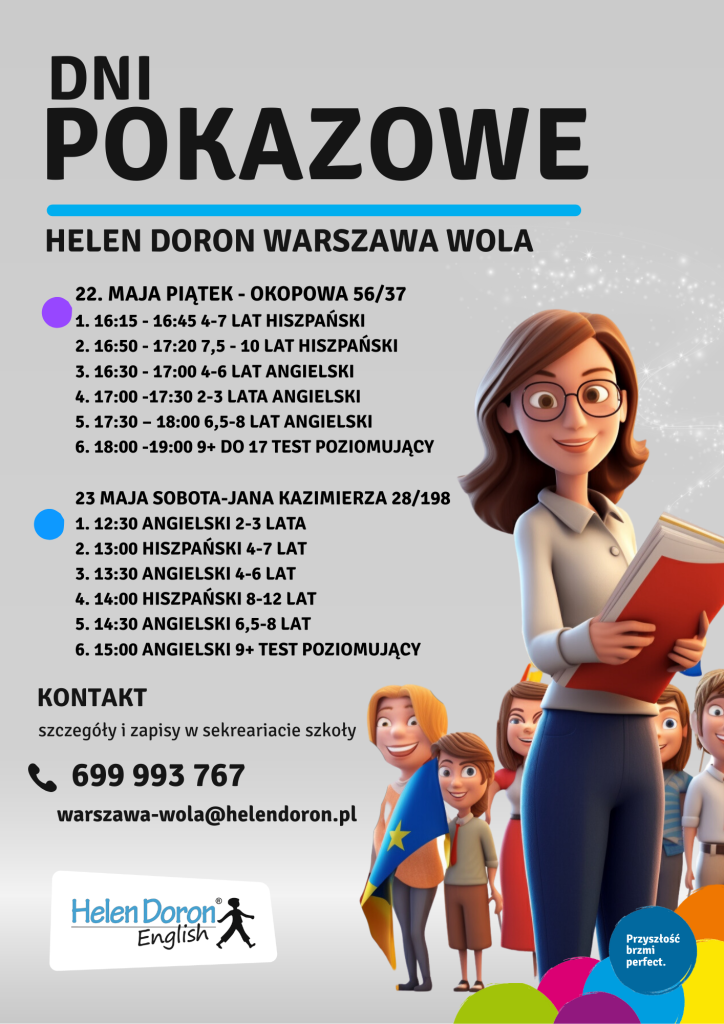 Nie wiesz jaki angielski / hiszpański wybrać dla dziecka? 1 dni otwarte plakat A3 – kopia 1 - Helen Doron English