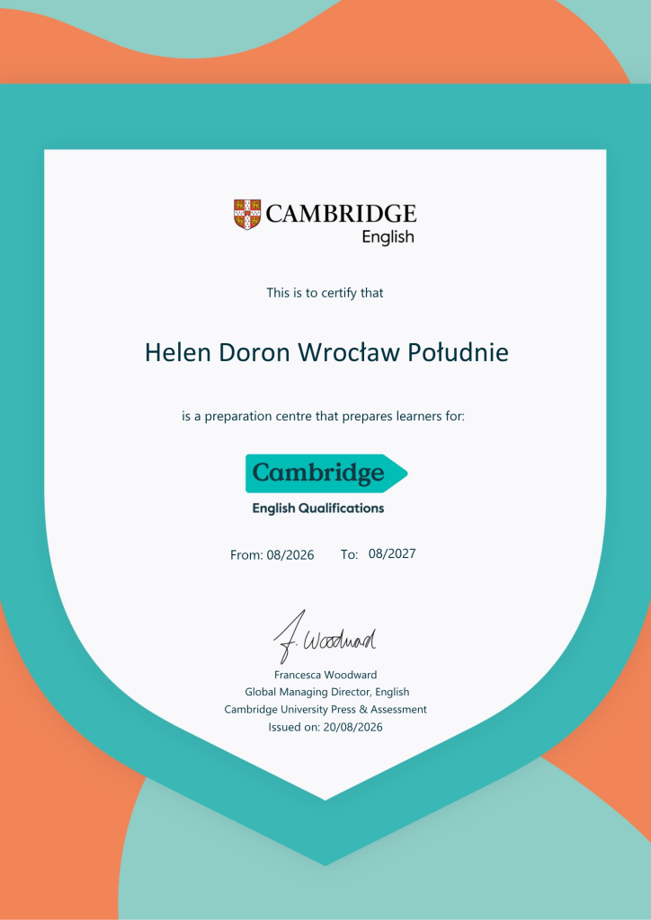 Kolejny rok jako Cambridge Preparation Center! 1 Preparation Centre Certificate 2026 PL208.pdf - Helen Doron English